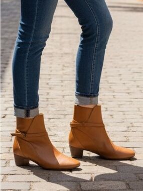 Zara Neutral Tan Slip On Ankle Boot with Side Strap Size EU 37